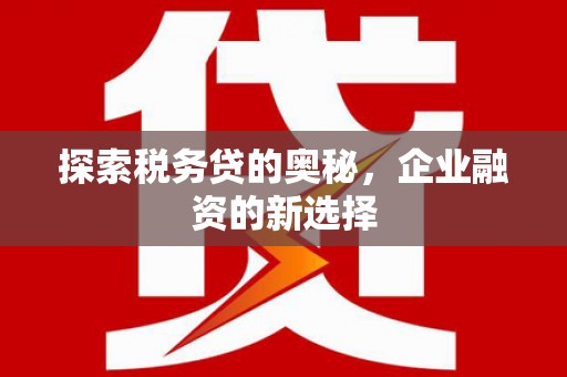 新田探索税务贷的奥秘，企业融资的新选择