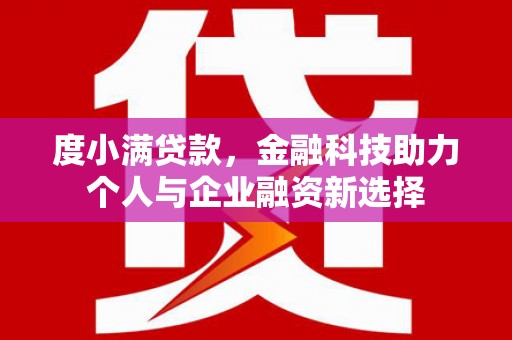 哈尔滨度小满贷款，金融科技助力个人与企业融资新选择